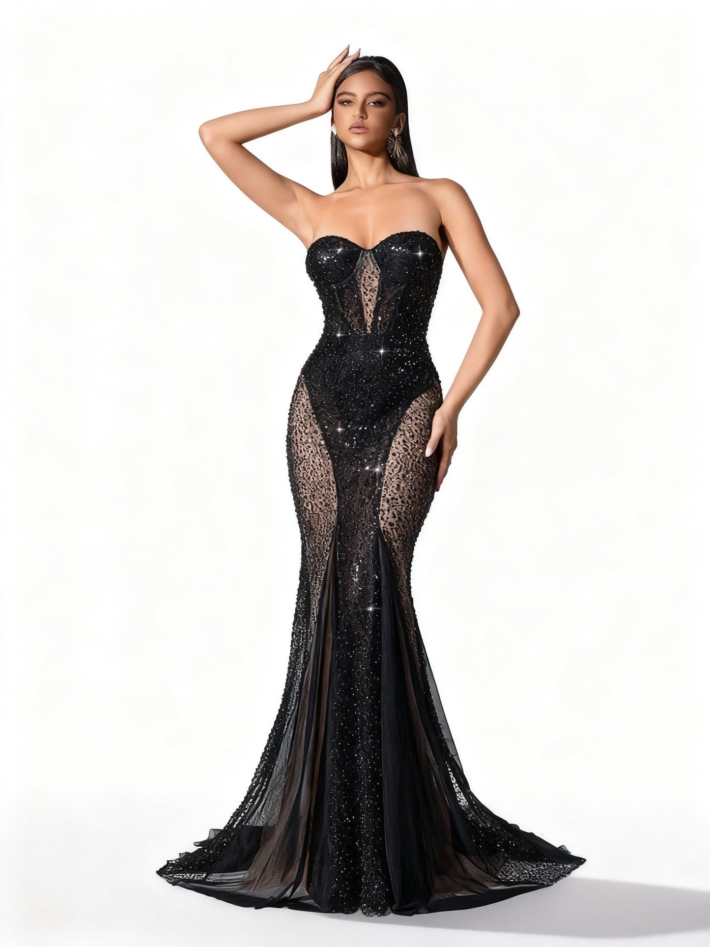 Stalluxe | Schwarzes Figurbetontes Paillettenkleid Schwarz