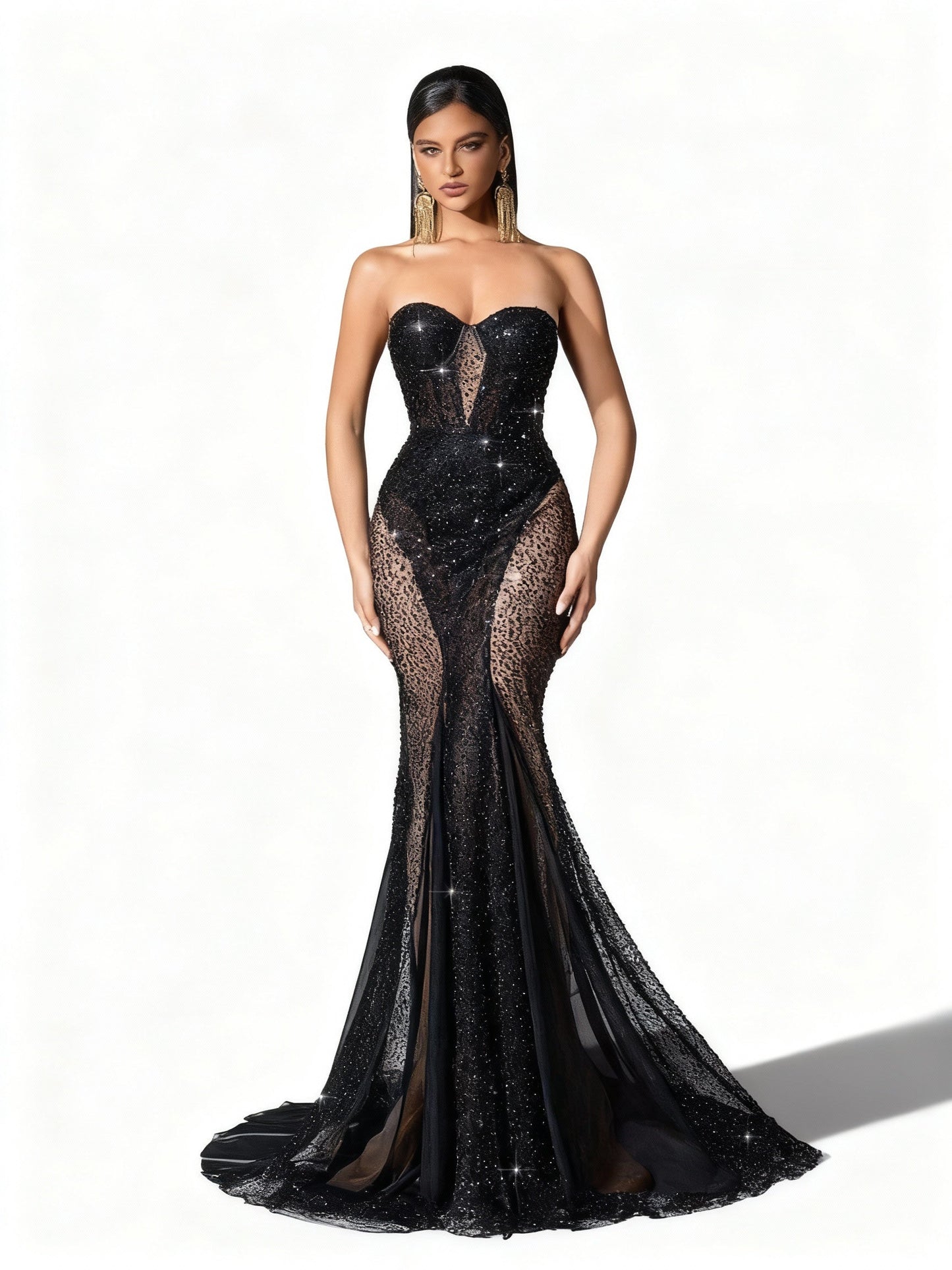 Stalluxe | Schwarzes Figurbetontes Paillettenkleid Schwarz M