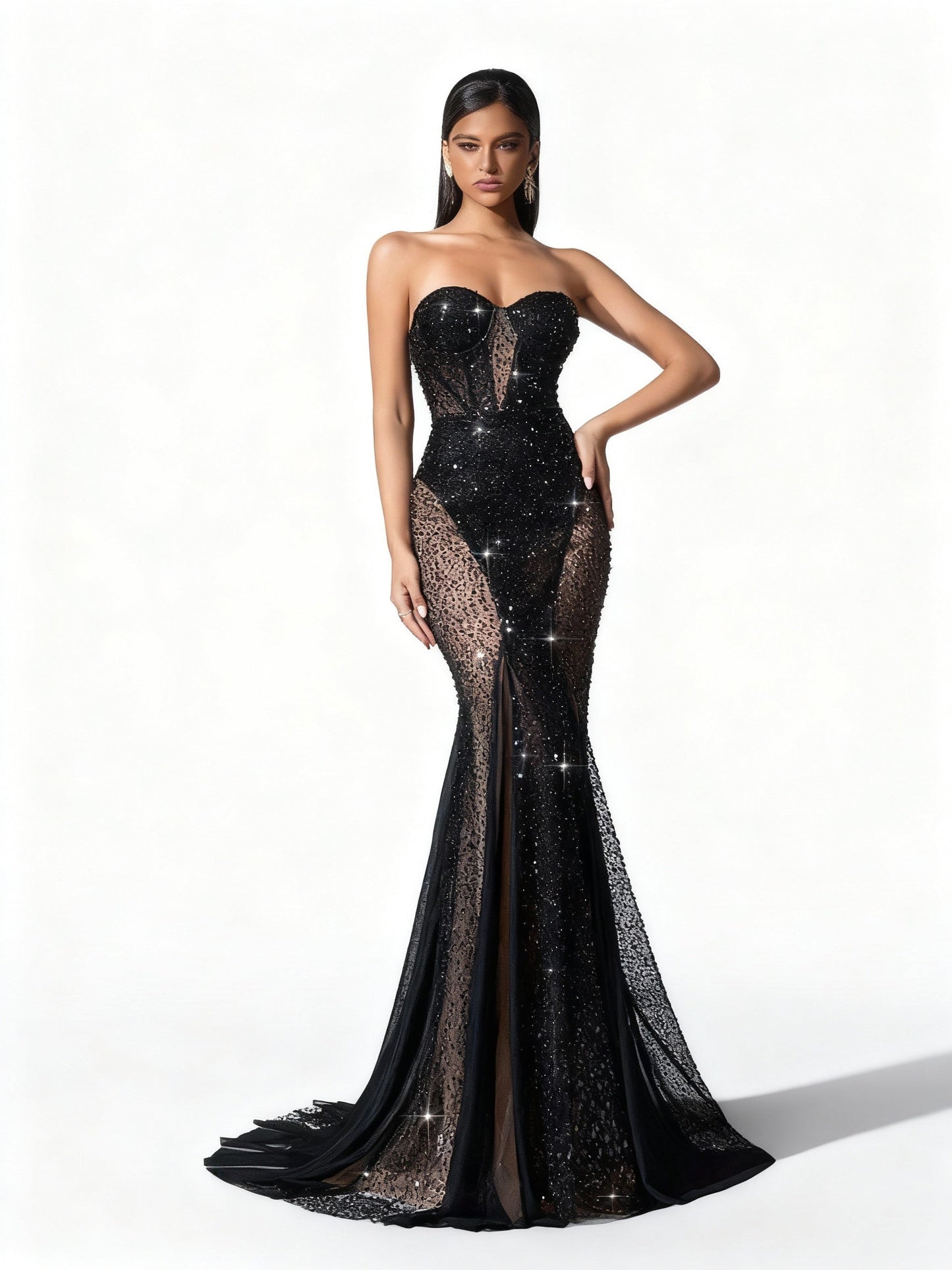 Stalluxe | Schwarzes Figurbetontes Paillettenkleid Schwarz L