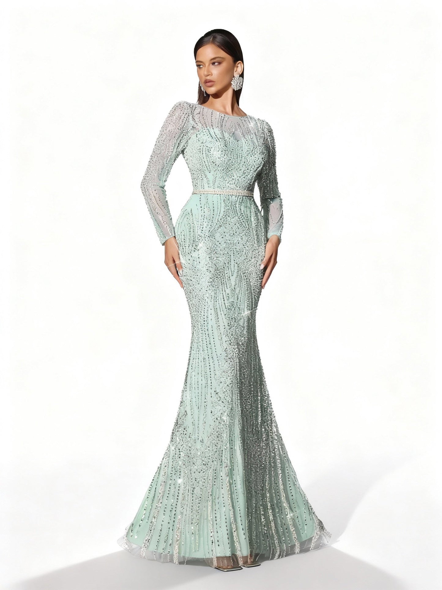 Stalluxe | Paillettenkleid mit Langen Ärmeln und Fischschwanz