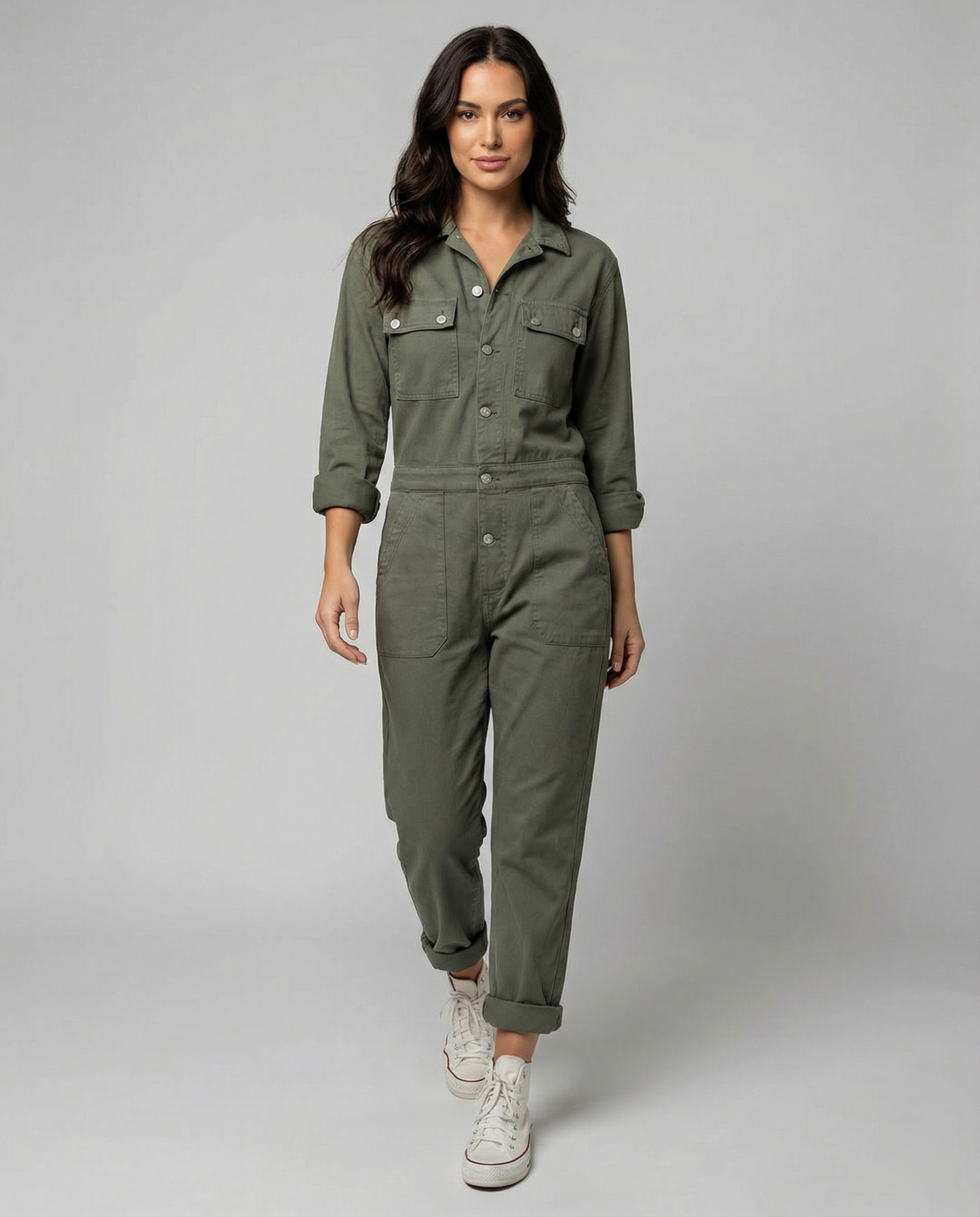 Stalluxe | Lässiger Utility Jumpsuit Damen Grün