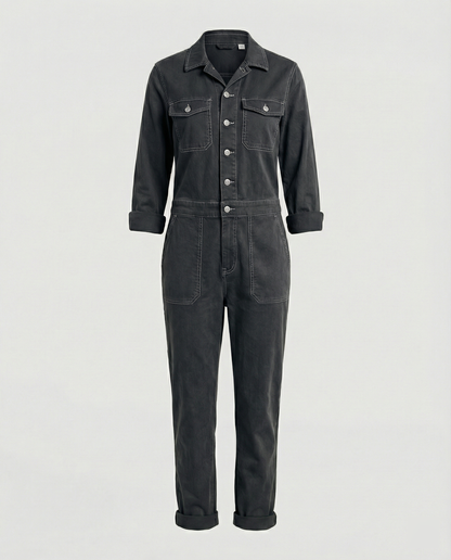 Stalluxe | Lässiger Utility Jumpsuit Damen Schwarz